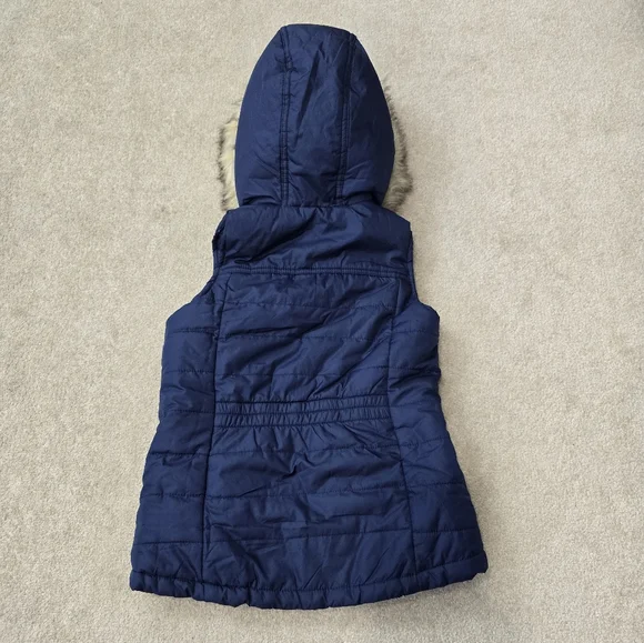 NWT P.S. from Aropostale Girls Sleeveless Blue Hooded Vest Size 10 - Picture 2 of 6